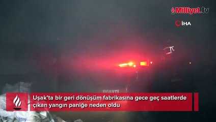 Geri dönüşüm fabrikasında yangın: Alevler geceyi aydınlattı