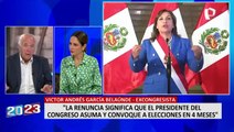 García Belaúnde: “Si Boluarte renuncia, el titular del Congreso asumiría y convocaría a elecciones en 4 meses”