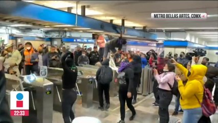 Encapuchadas vandalizan el Metro por la presencia de la GN