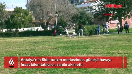 Side sahillerinde güneş keyfi