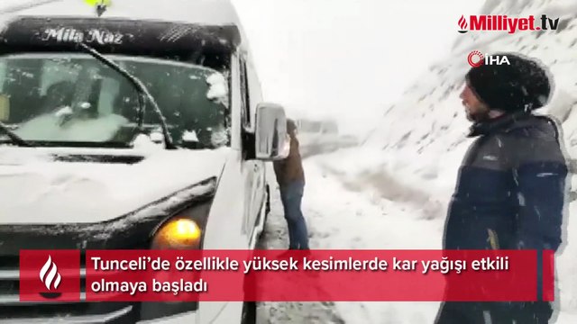 Tunceli’de kar yağışı: Sürücüler zor anlar yaşadı