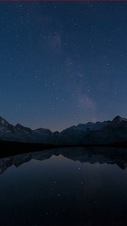Beautiful Timelapse Of The Night Sky With Reflection in the