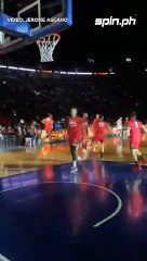 Barangay Ginebra warming up before Game Seven