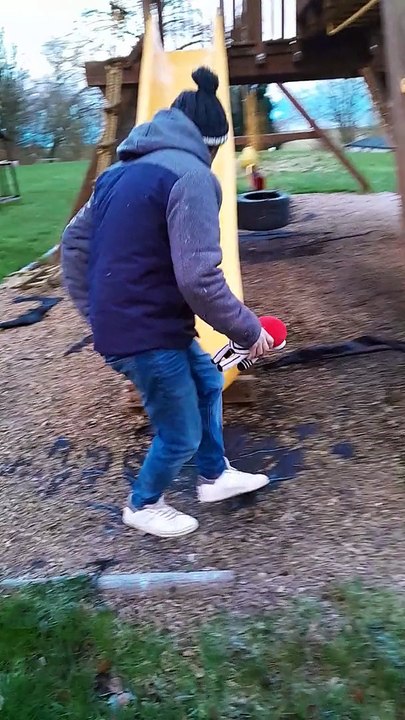 Man Flies Down Icy Slide