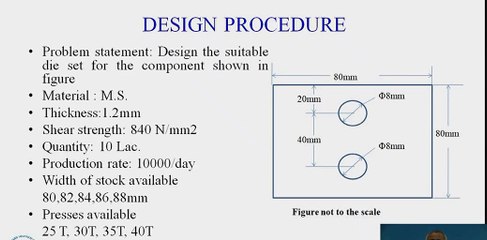 Design of progressive die for a given component shown in figure
