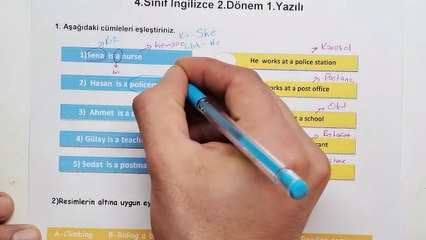 4. Sınıf İngilizce Dersi 2.Dönem 1.Yazılı Soruları ve Cevapları Yeni