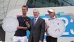 Open d'Australie 2023 - Brenda Fruhvirtova and Luca Van Assche with Australian tennis legend Ken Rosewall is being honoured on the official Australian Open 2023 coin