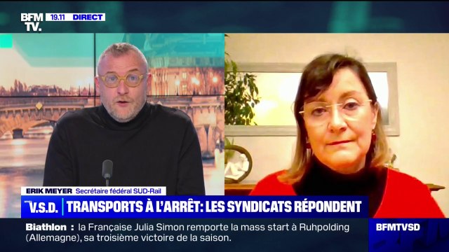 Mouvement social du jeudi 19 janvier: On n'est pas forcément favorables à la mise en place d'un service minimum dans les transports, affirme Erik Meyer (SUD-Rail)