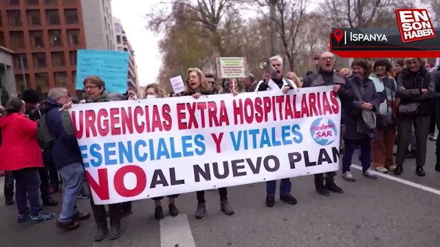 Madrid'de sağlık çalışanları, kamu sağlık hizmetlerini savunmak için gösteri yaptı