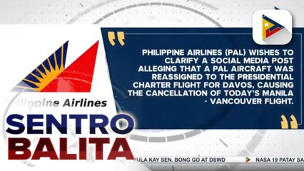 PAL, nilinaw na walang kinalaman ang biyahe ni Pres. Marcos Jr. sa Switzerland sa nakanselang flight pa-Canada