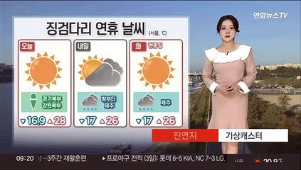 [날씨] 전국 맑고 어제만큼 더워…경기 북부·강원 북부 소나기
