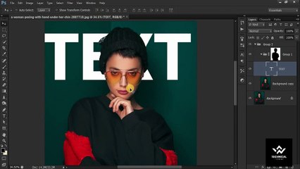 How to Place Text Behind Object in Photoshop in Hindi | Text background in photoshop