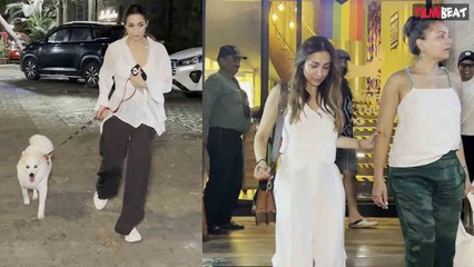 Malaika Arora Transparent White Outfit में निकलीं Pet Casper को लेकर, video viral | FilmiBeat