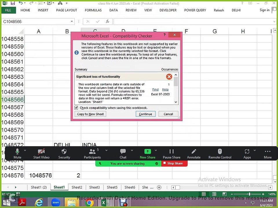1 Excel class 4 Jun 2023