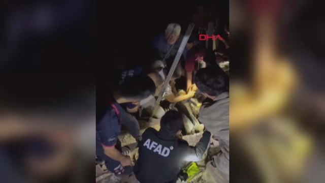 Su kuyusuna düşen inek, 3 saatte kurtarıldı