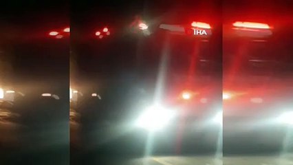 Zincirleme kazada araç alev alev yandı