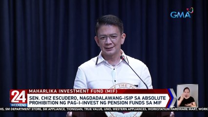 Sen. Chiz Escudero, nagdadalawang-isip sa absolute prohibition ng pag-i-invest ng pension funds sa MIF | 24 Oras Weekend