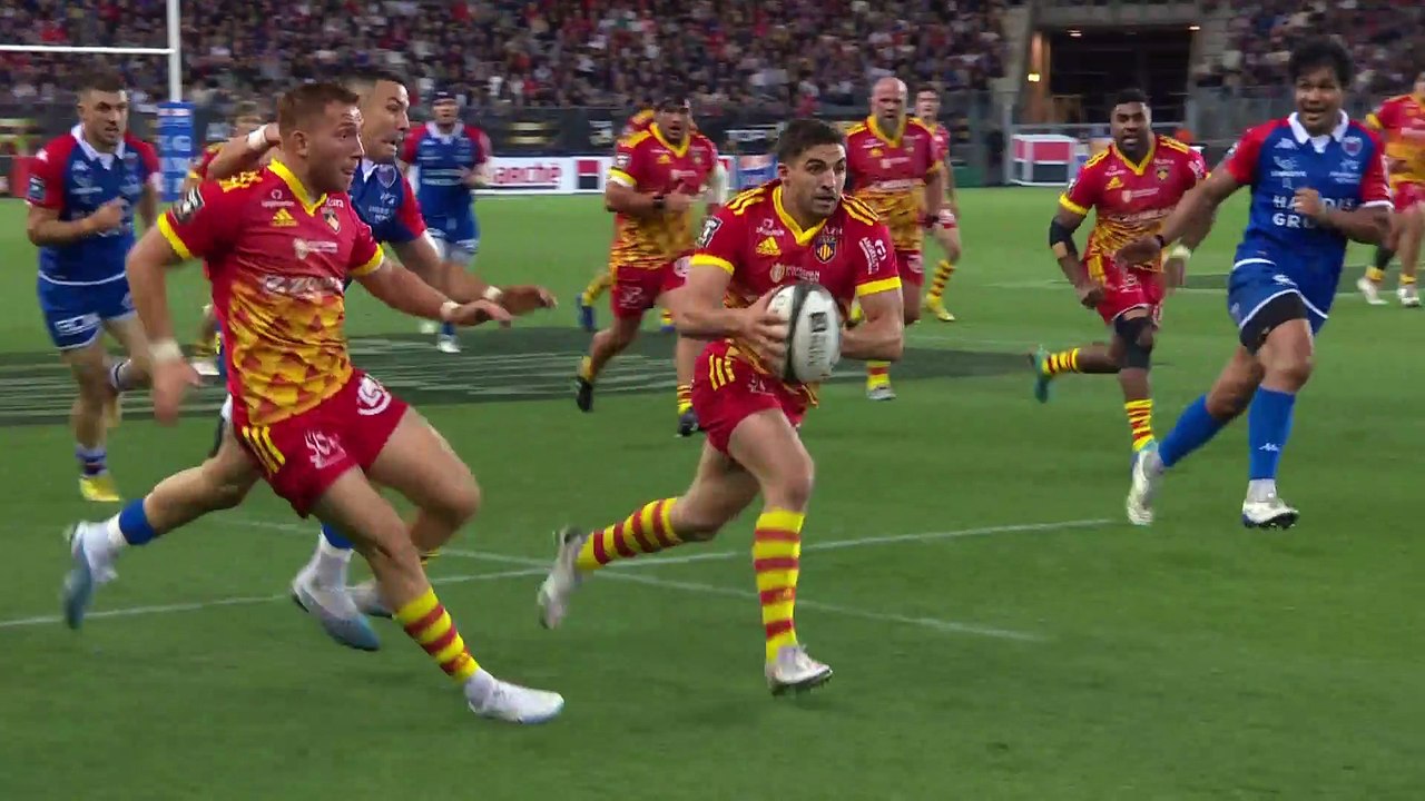 TOP 14 - Essai de Sadek DEGHMACHE (USAP) - FC Grenoble Rugby - USA Perpignan - Saison 2022-2023