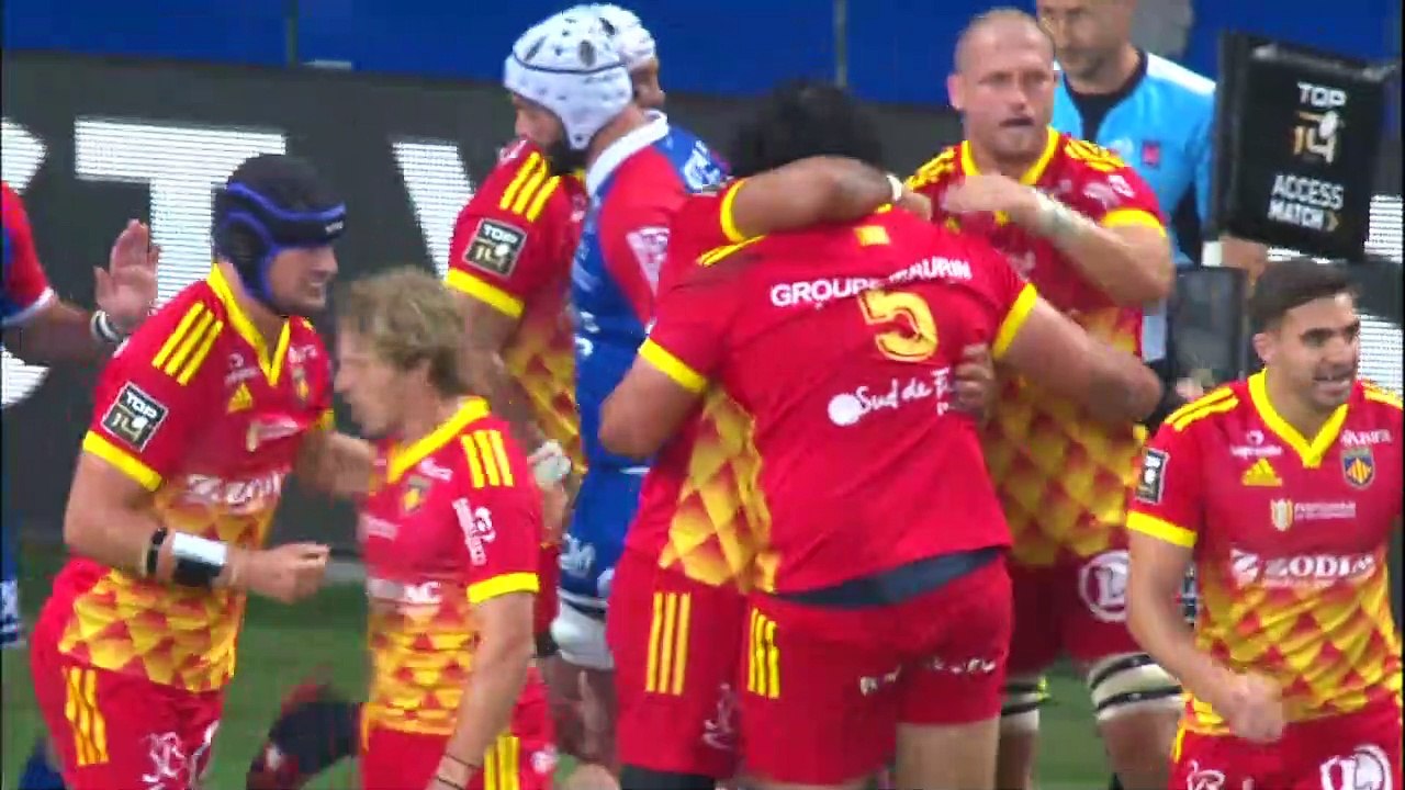 TOP 14 - Essai de Posolo TUILAGI (USAP) - FC Grenoble Rugby - USA Perpignan - Saison 2022-2023