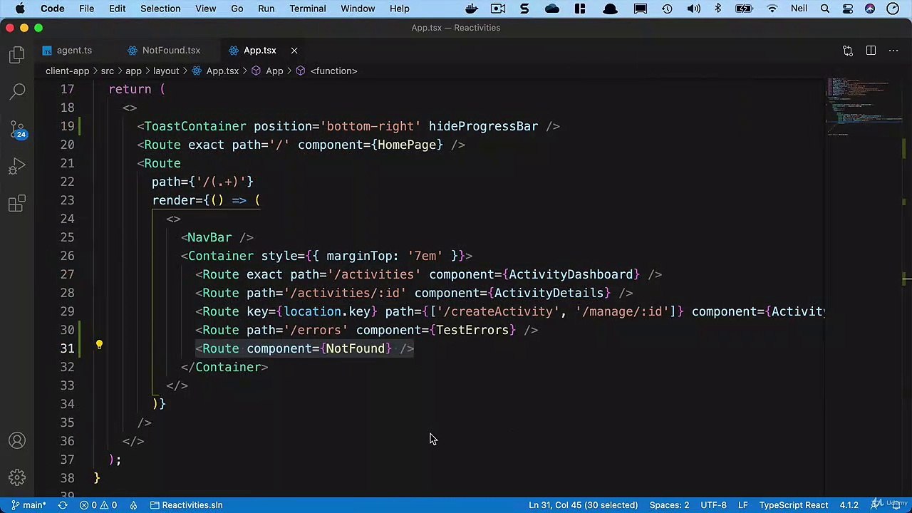 Net. Core and React Error handling - Adding a not found component