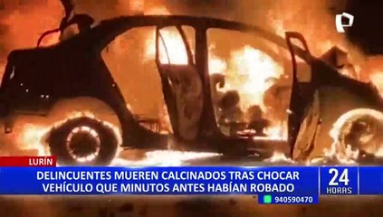 Lurín: delincuentes roban auto y mueren calcinados tras chocar con un tráiler