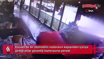 Kontrolden çıkan otomobil restorana girdi