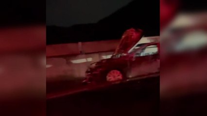 대구부산고속도로 달리던 승용차에서 불...차량 전소 / YTN