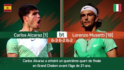 Download Video: Roland-Garros - Alcaraz ne fait qu'une bouchée de Musetti