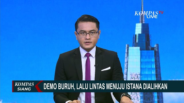 Demo Buruh di Patung Kuda Jakarta, Arus Lalu Lintas Menuju Istana Negara Dialihkan