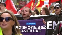 Protesto contra adesão da Suécia à NATO