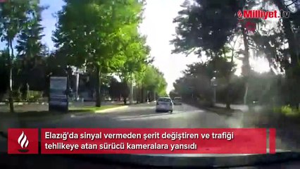 Trafiği tehlikeye atarak şerit değiştiren sürücü kameraya yansıdı