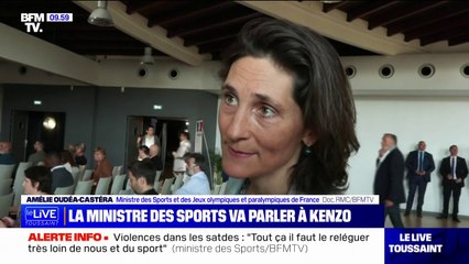 Amélie Oudéa-Castéra Kenzo, agressé lors du match entre l'OM et Ajaccio:  "Je vais essayer d'échanger avec lui dans la matinée"