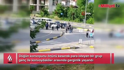 Bellerinde bıçak ellerinde taş! Düğün konvoyuna dehşeti yaşatttılar