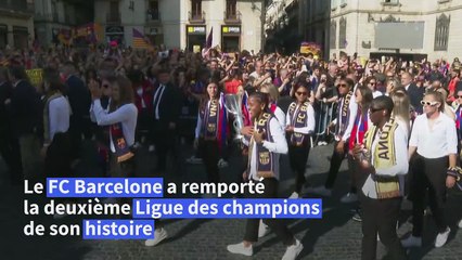 Football: les supporters du Barça célèbrent leurs championnes d'Europe