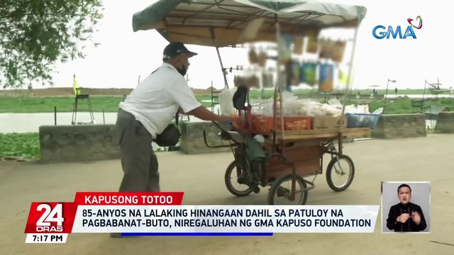 85-anyos na lalaking hinangaan dahil sa patuloy na pagbabanat-buto, niregaluhan ng GMA Kapuso Foundation | 24 Oras