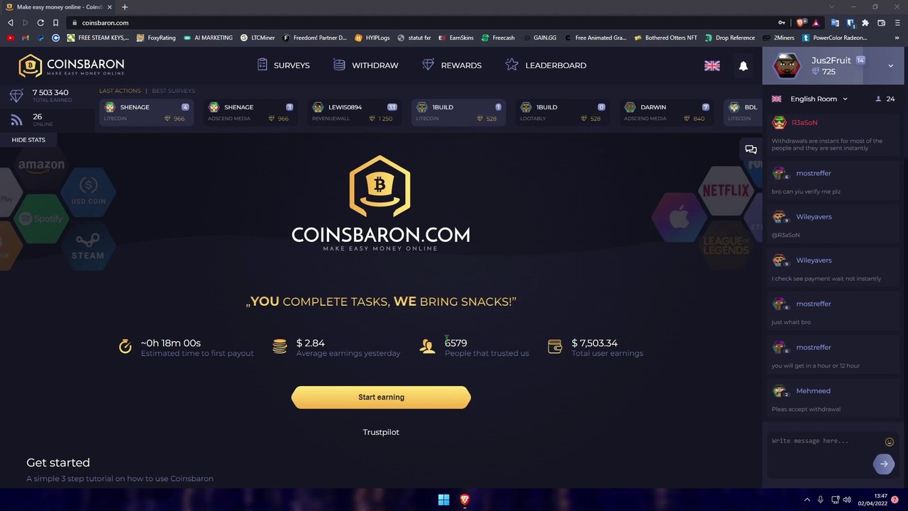 GAGNER DE L'ARGENT SUPER RAPIDEMENT GRACE A CE TOUT NOUVEAUX SITE ! | Coinsbaron | 10$/j