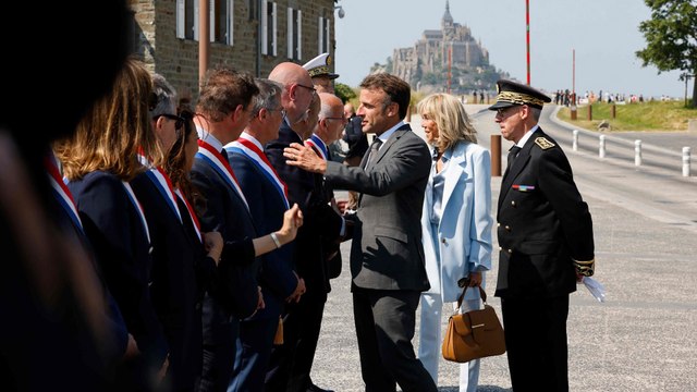 Emmanuel Macron en visite au Mont-Saint-Michel, qui célèbre ses 1000 ans