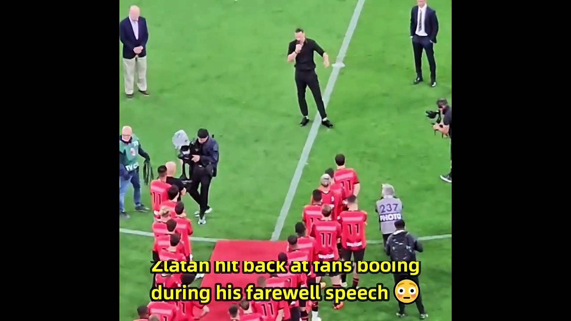 Zlatan Ibrahimovic reaction to fans booing during farewell speech at San  Siro - video Dailymotion