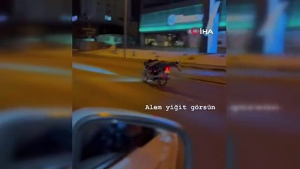 Motosiklet ve bisikletlerin üzerine yatarak trafikte böyle seyrettiler