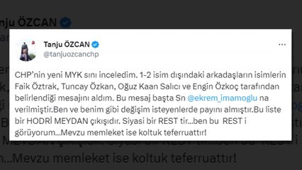 Tanju Özcan'dan CHP'nin MYK'sı ile ilgili olay yorum: Bu liste bir hodri meydandır