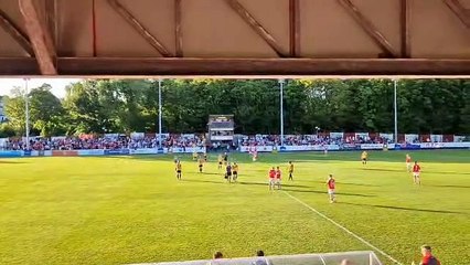 A distraught Patrick McEleney makes his way off the pitch at Richmond