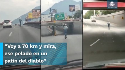 Reta a la muerte; se mete a los carriles de alta velocidad conduciendo un patín del diablo