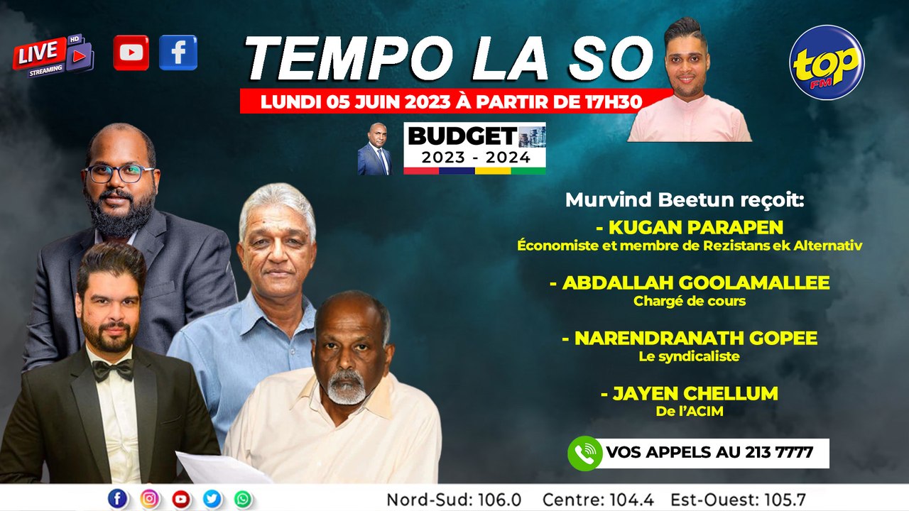 Tempo la So : Murvind Beetun reçoit Kugan Parapen, Abdallah Goolamallee, Narendranath Gopee, et Jayen Chellum_0