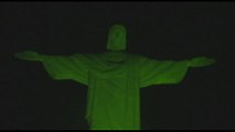 Il Cristo Redentore si tinge di verde per la Giornata dell'Ambiente