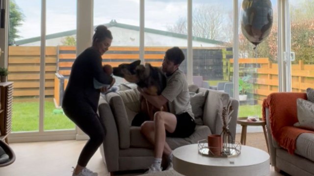 German Shepherd loses her mind with excitement over finally meeting her newborn human bro