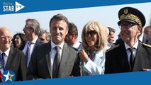 Brigitte Macron pimpante satinée en bleu ciel, le discours d'Emmanuel Macron parasité par un curieux