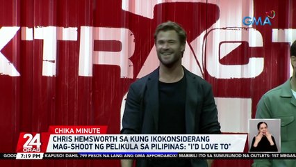 Chris Hemsworth sa kung ikokonsiderang mag-shoot ng pelikula sa Pilipinas: "I'd love to" | 24 Oras