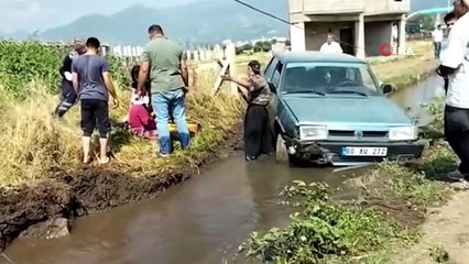 Otomobil sulama kanalına uçtu: 1 yaralı
