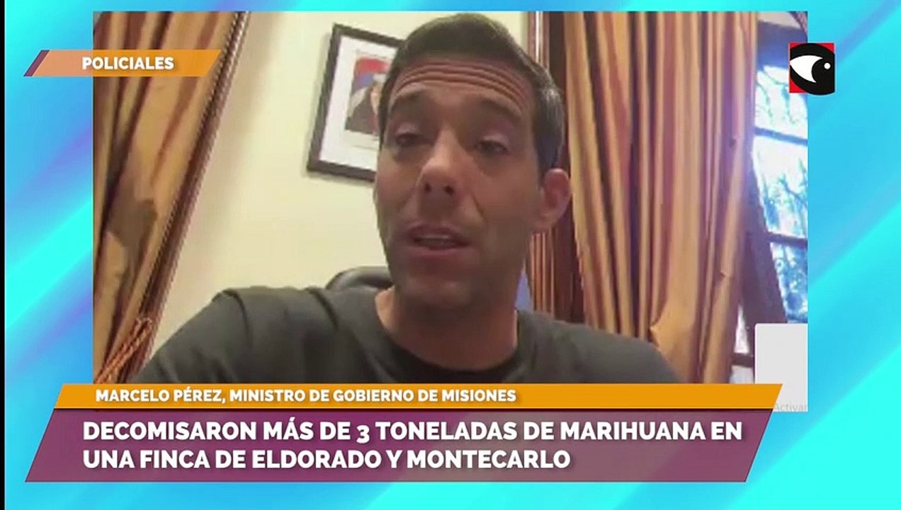 Marcelo Pérez, ministro de Gobierno de Misiones, destacó un gran golpe al narcotráfico gracias al trabajo de la Policía de la provincia, al decomisar más de 3 toneladas de marihuana en Eldorado y Montecarlo