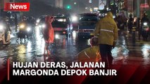 Hujan Deras, Jalanan Margonda Depok Banjir akibat Drainase Tersumbat Kabel Optik
